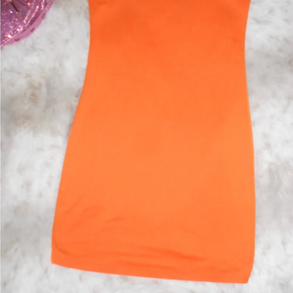 Vibrant Orange Bodycon Tube Top Dress